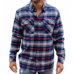 NEW BURLEBO plaid flannel shirt in blue